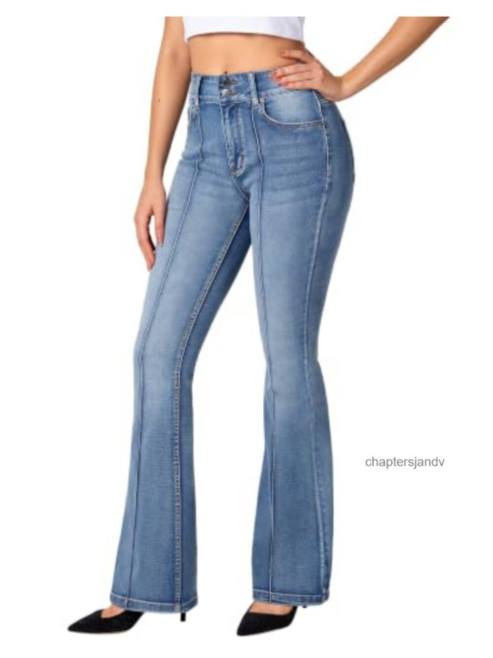 Stretchy Bootcut Jeans for Women with Pockets Mid Rise Denim